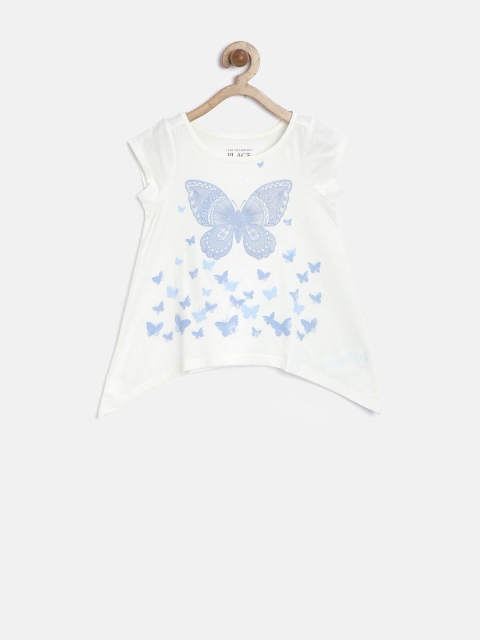 

The Childrens Place Girls Off-White Butterfly Print Top