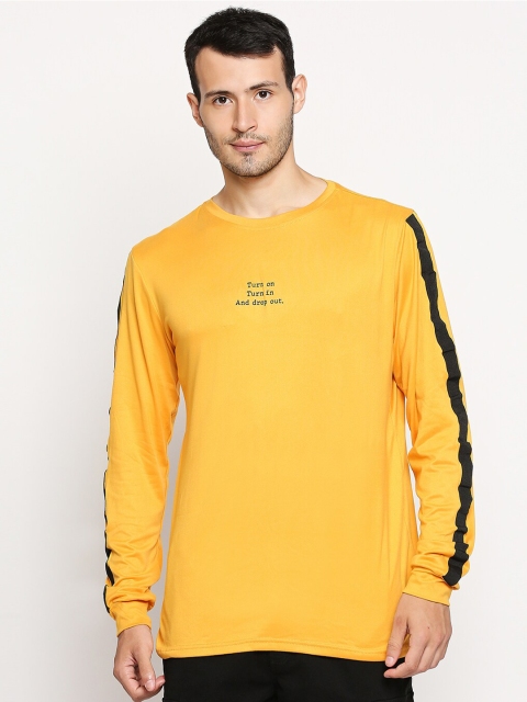 

GULLY Men Mustard Yellow Typography T-shirt