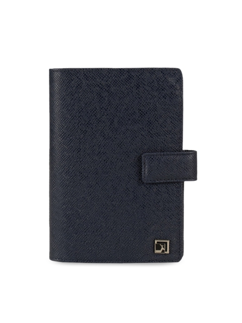 

Da Milano Unisex Navy Blue Textured Leather Passport Holder