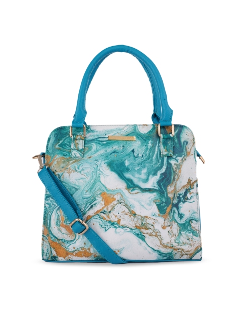 

Lapis O Lupo Turquoise Blue Printed Structured Handheld Bag