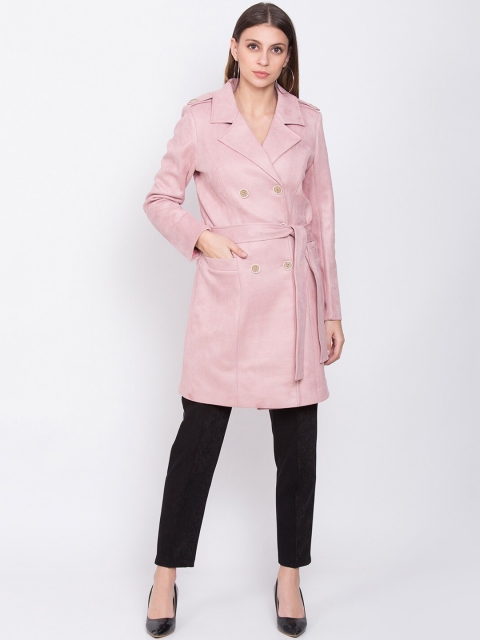 

ZOELLA Women Pink Solid Knee-Length Overcoat