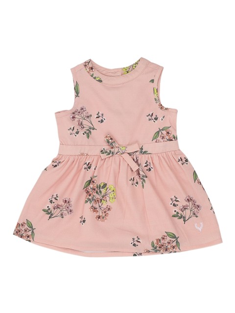 

Allen Solly Junior Girls Peach-Coloured & Green Floral A-Line Dress