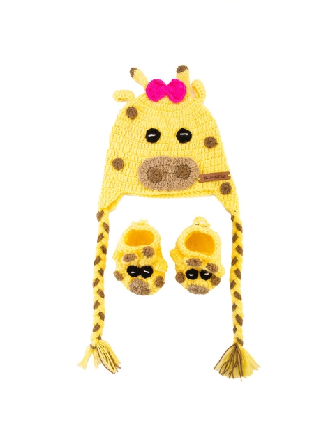

The Original Knit Unisex Kids Yellow Handmade Cap & Booties