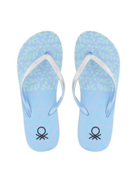 

United Colors of Benetton Women Blue & White Printed Rubber Thong Flip-Flops