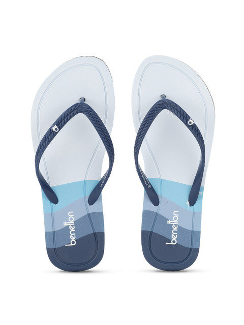 

United Colors of Benetton Women Navy Blue & Off White Thong Flip-Flops