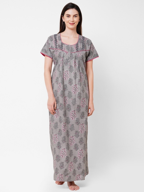 

Sweet Dreams Women Grey Half Sleeves Nightdress
