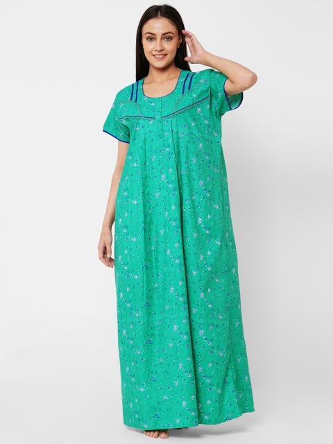 

Sweet Dreams Women Green Half Sleeves Nightdress