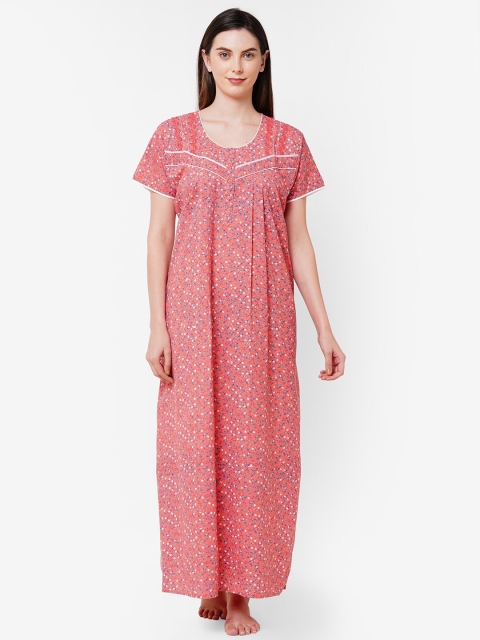 

Sweet Dreams Women Peach & White Printed Nightdress