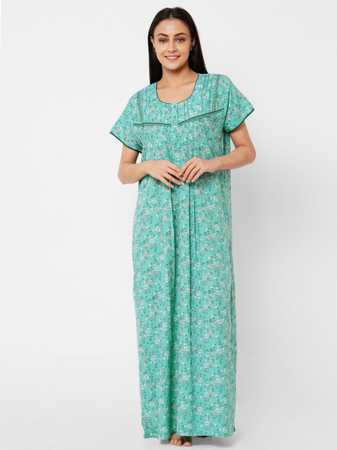 

Sweet Dreams Women Green Printed Nightdress