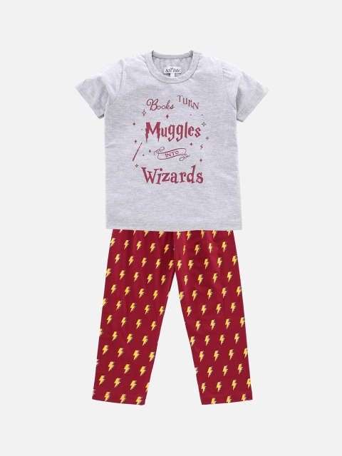 

Nite Flite Kids White & Red Printed Pure Cotton Night suit
