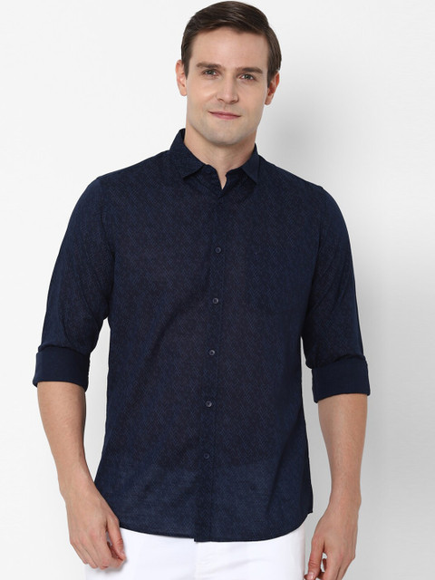 

Allen Solly Men Navy Blue Slim Fit Printed Casual Shirt