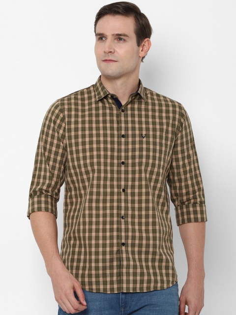

Allen Solly Men Olive Green Slim Fit Checked Casual Shirt