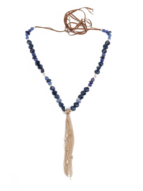

ODETTE Women Blue & Rose Gold Toned Synthetic Tasselled Necklace