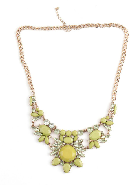 

ODETTE Women Green & Rose-Gold Toned Metal Necklace