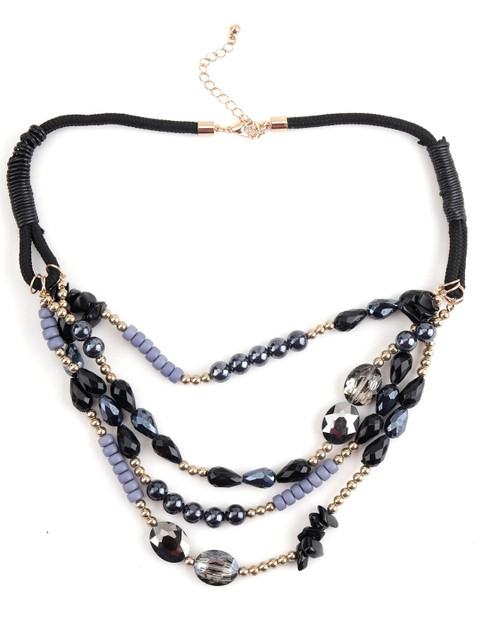 

ODETTE Women Black & Grey Synthetic Layered Necklace