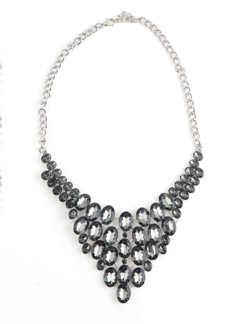 

ODETTE Women Silver-Toned & Black Metal Necklace