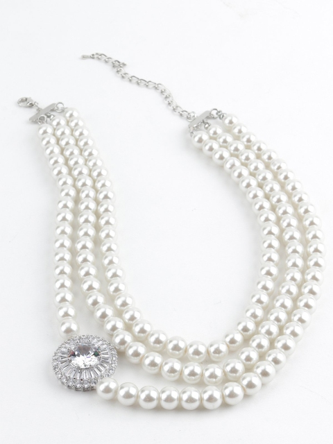 

Odette Women White Metal Layered Necklace