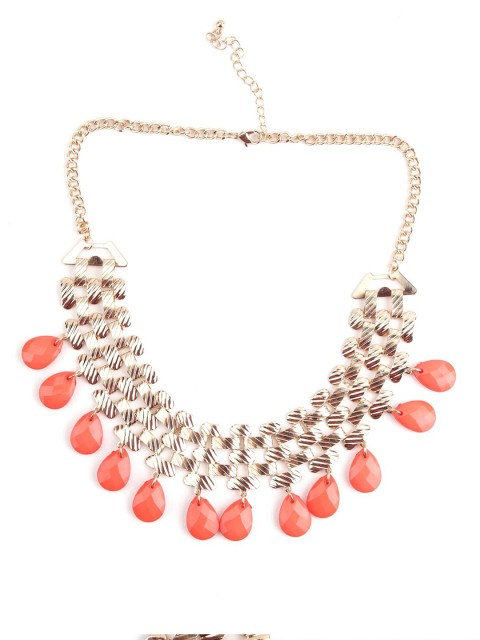 

ODETTE Women Gold-Toned & Orange Metal Gold-Plated Necklace