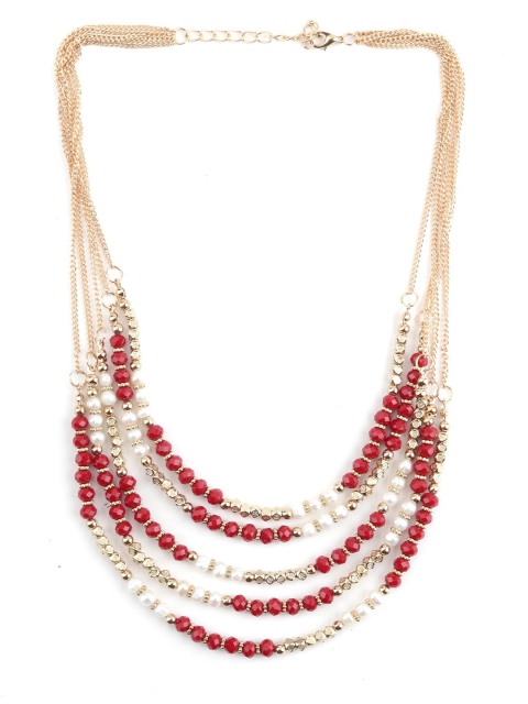 

ODETTE Women Red & Gold-Toned Metal Gold-Plated Layered Necklace