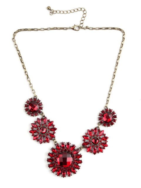 

ODETTE Women Red & Gold-Toned Metal Gold-Plated Necklace