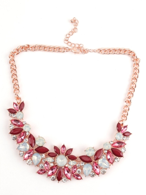 

ODETTE Women Rose Gold Toned & Pink Metal Gold-Plated Necklace