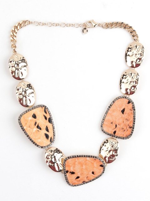 

ODETTE Women Orange & Gold Toned Metal Gold Plated Necklace
