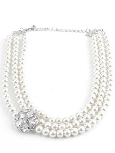 

ODETTE Women White & Silver-Toned Metal Layered Necklace