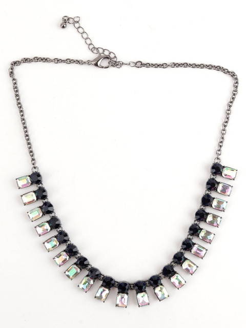 

ODETTE Women Silver-Toned & White Metal Silver-Plated Necklace