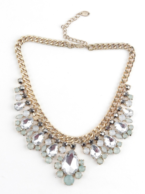 

ODETTE Women White & Sea Green Metal Gold-Plated Necklace