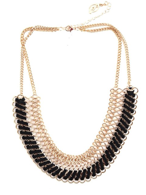

ODETTE Women Black & Gold Toned Metal Rose Gold-Plated Layered Necklace