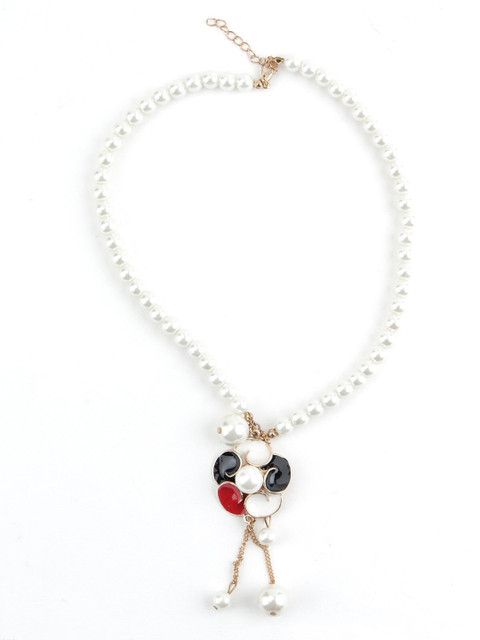 

ODETTE Women White & Black Metal Gold-Plated Necklace