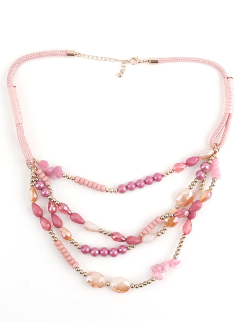 

ODETTE Women Gold-Toned & Pink Brass Layered Necklace