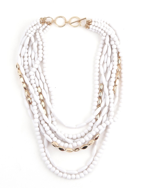 

ODETTE Women Gold-Toned & White Metal Gold-Plated Layered Necklace
