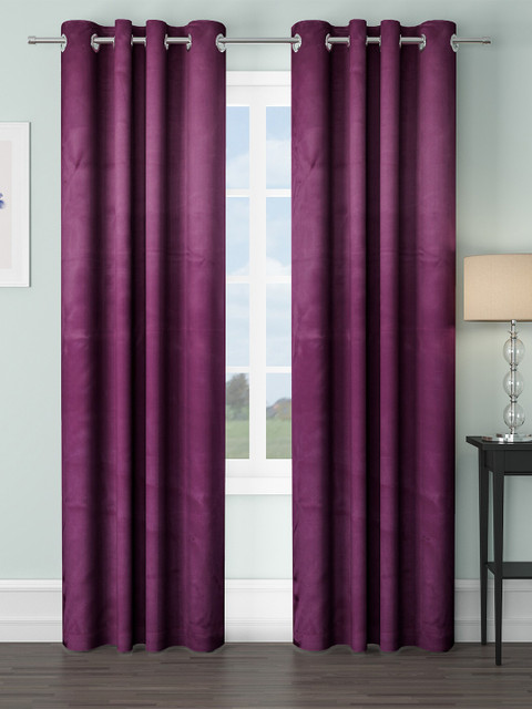 

VRINDA Purple Set of 2 Purple Black Out Door Curtain