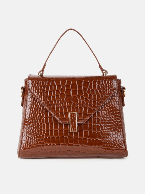 

CORSICA Brown Textured PU Structured Shoulder Bag