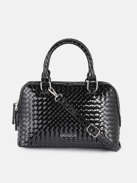 

CORSICA Black Textured PU Structured Handheld Bag