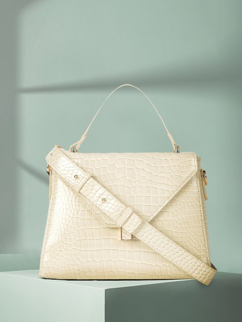 

CORSICA Off White Croc Textured Satchel