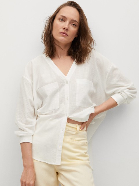 

MANGO White Checked Pure Cotton Shirt Style Sustainable Top