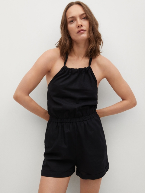 

MANGO Black Halter Neck Playsuit