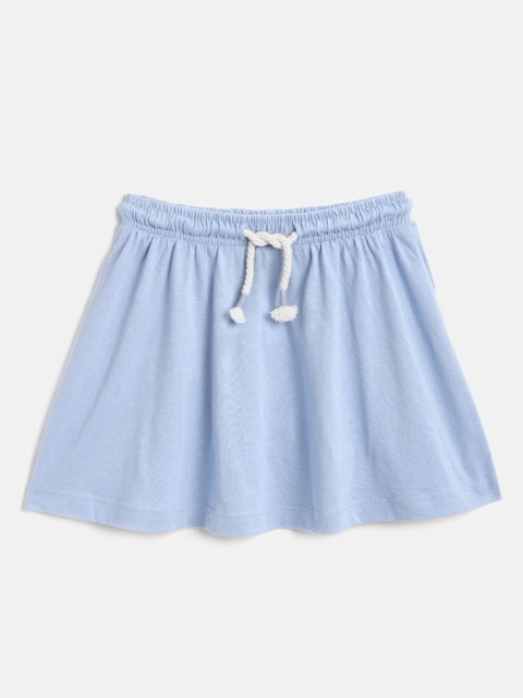 

Mango Kids Girls Blue Solid Pure Cotton Mini Flared Sustainable Skirt