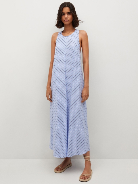 

MANGO Blue & White Striped Sustainable Maxi Dress
