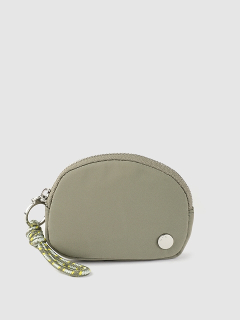 

MANGO Olive Green Solid Coin Purse