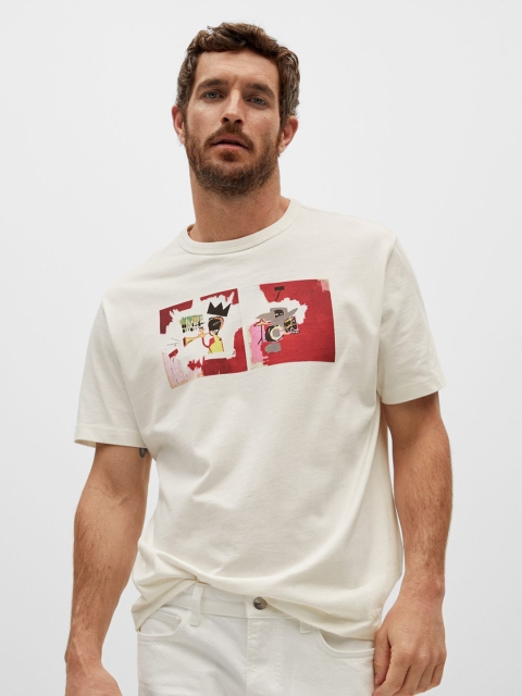 

MANGO MAN Jean-Michel Basquiat Collection White Sustainable Pure Cotton Printed Pure Cotton T-shirt