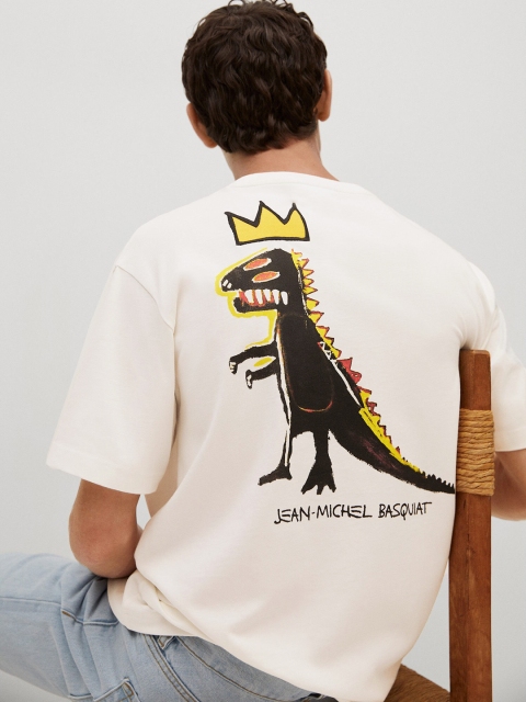 

MANGO MAN Jean-Michel Basquiat Collection White Sustainable Pure Cotton Back Print T-shirt