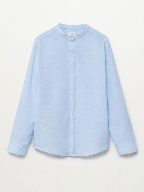 

Mango Kids Boys Blue Solid Sustainable Linen Blend Casual Shirt