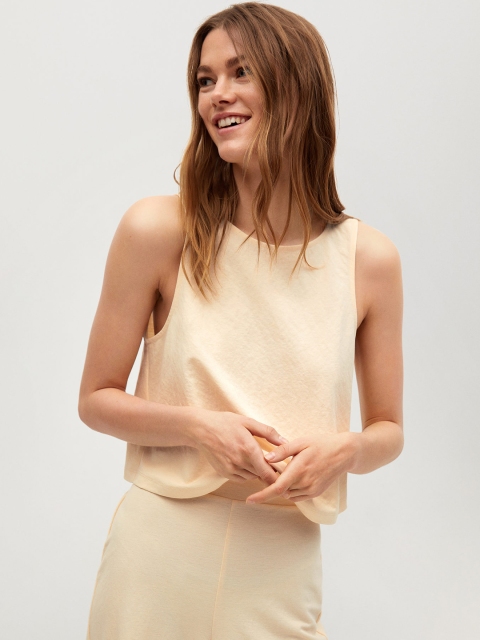 

MANGO Cream-Coloured Solid Styled Back Top