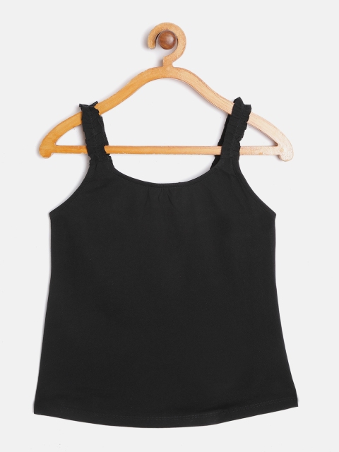 

Mango Kids Girls Black Cotton Regular Top
