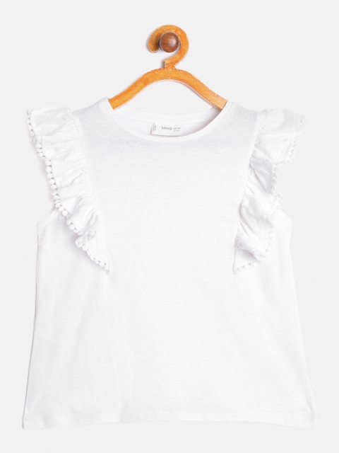 

Mango Kids Girls White Organic Cotton Regular Top
