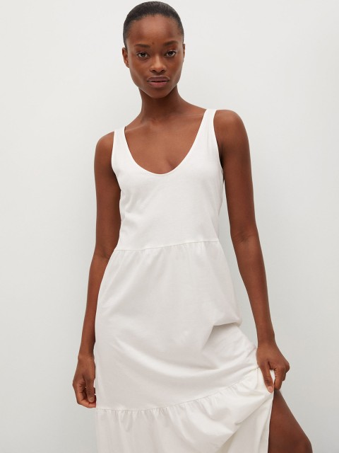 

MANGO White Solid Organic Cotton Maxi Dress