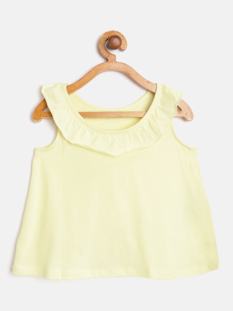 

Mango Kids Girls Yellow Solid Sustainable Pure Cotton A-Line Top